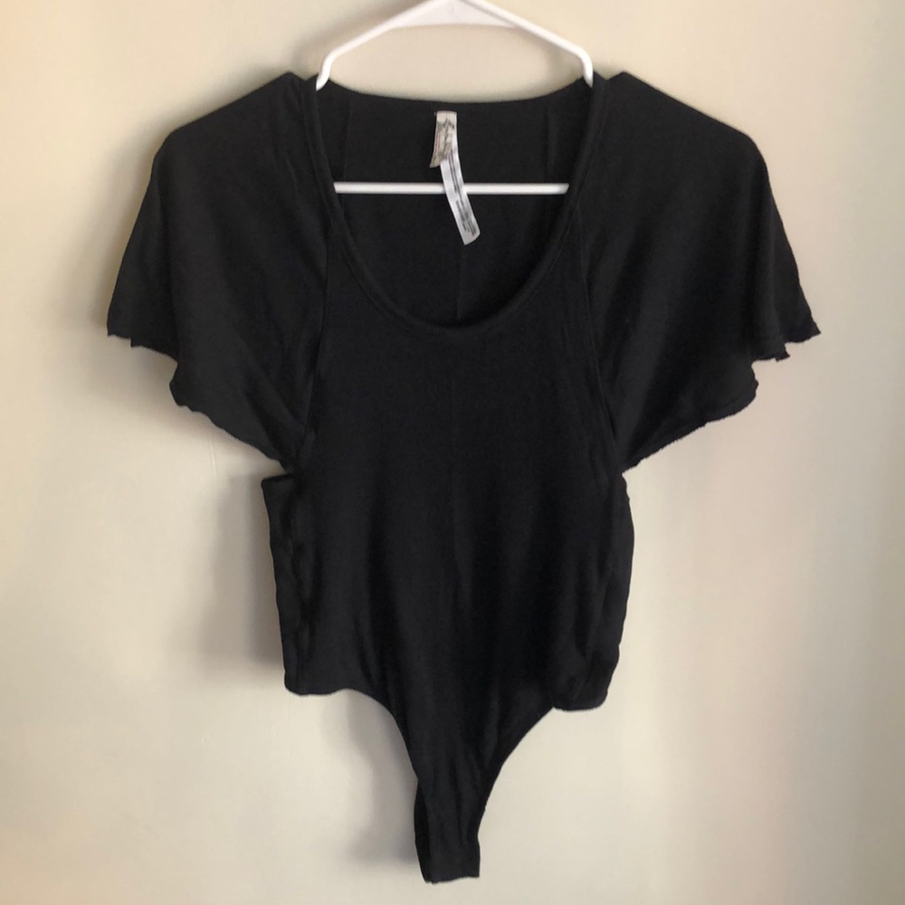 Free People black thong bodysuit